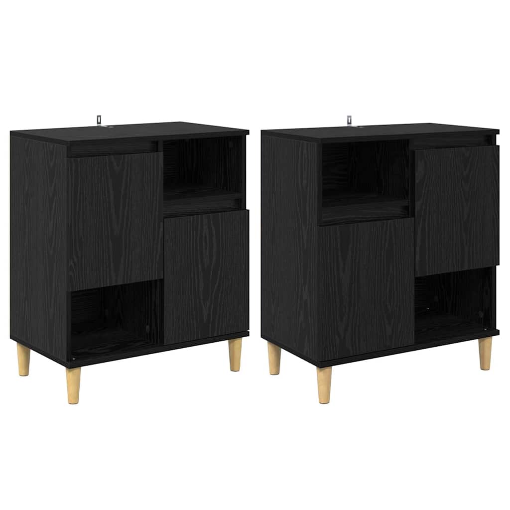 Dressoirs 2 pcs Zwart Eiken 60 x 35 x 70 cm Bewerkt hout is nu te koop bij PeponiXL, paradijselijk wonen!