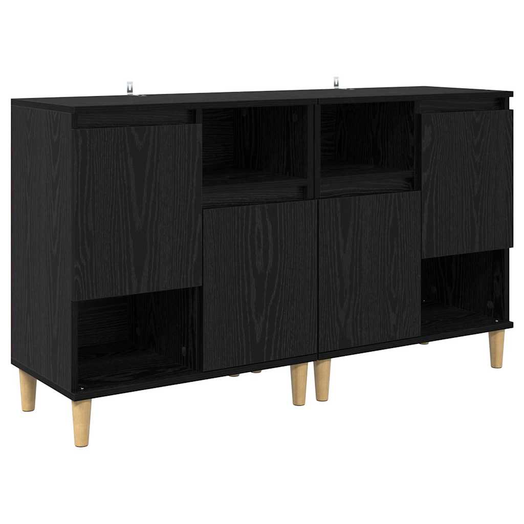 Dressoirs 2 pcs Zwart Eiken 60 x 35 x 70 cm Bewerkt hout is nu te koop bij PeponiXL, paradijselijk wonen!