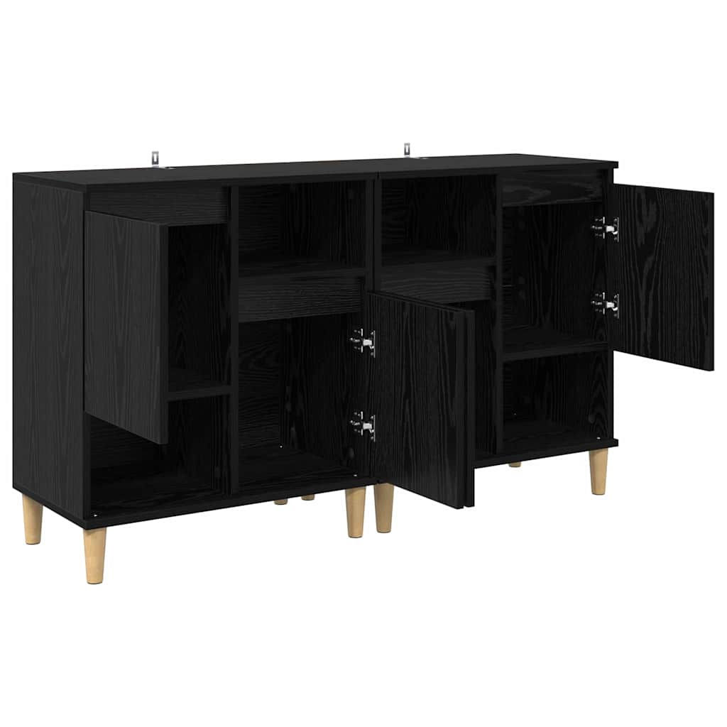 Dressoirs 2 pcs Zwart Eiken 60 x 35 x 70 cm Bewerkt hout is nu te koop bij PeponiXL, paradijselijk wonen!