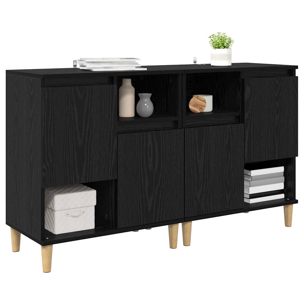 Dressoirs 2 pcs Zwart Eiken 60 x 35 x 70 cm Bewerkt hout is nu te koop bij PeponiXL, paradijselijk wonen!