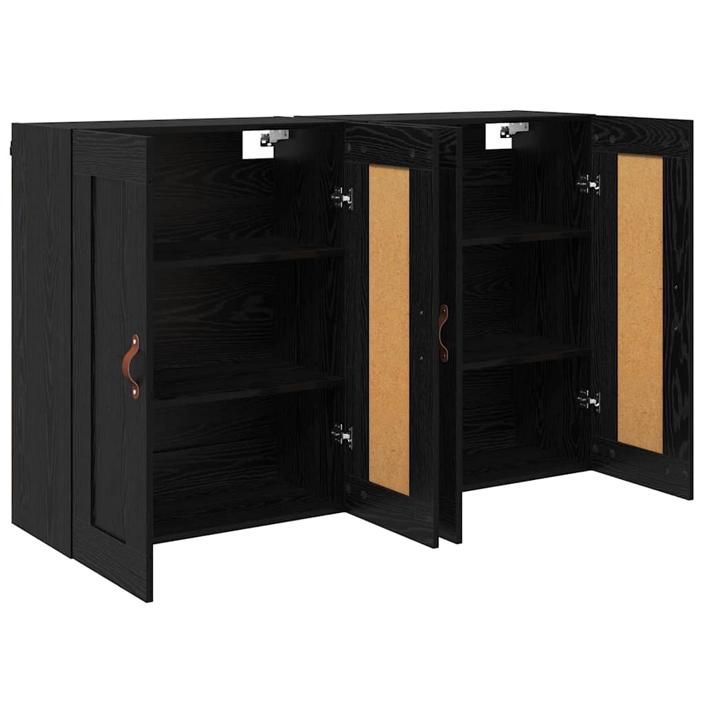 Wandkast 2 pcs Zwart Eiken 69,5 x 34 x 90 cm Bewerkt hout is nu te koop bij PeponiXL, paradijselijk wonen!