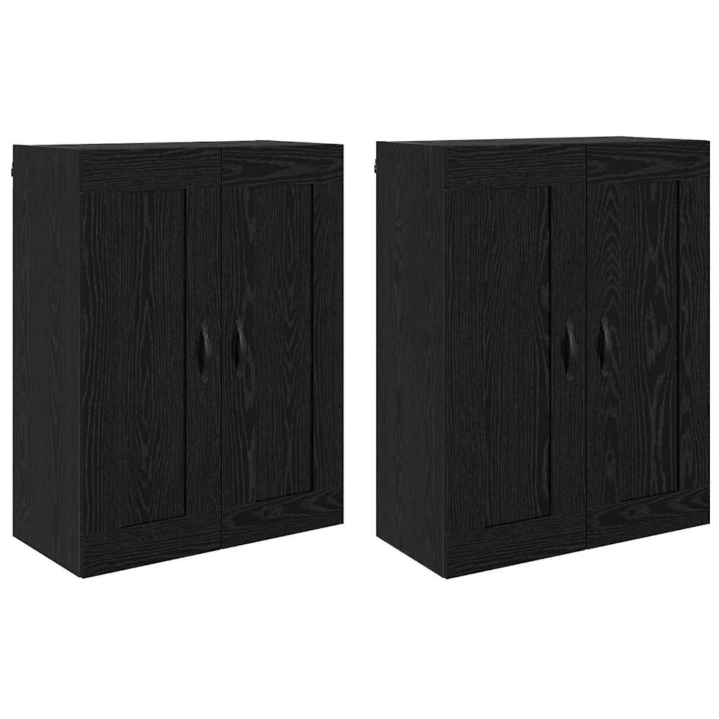 Wandkast 2 pcs Zwart Eiken 69,5 x 34 x 90 cm Bewerkt hout is nu te koop bij PeponiXL, paradijselijk wonen!