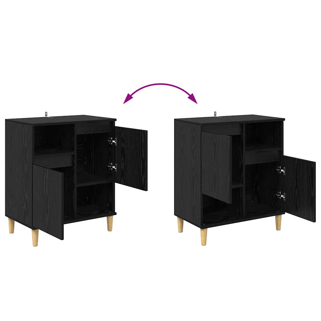 Dressoirs 3 pcs Zwart Eiken 60 x 35 x 70 cm Bewerkt hout is nu te koop bij PeponiXL, paradijselijk wonen!
