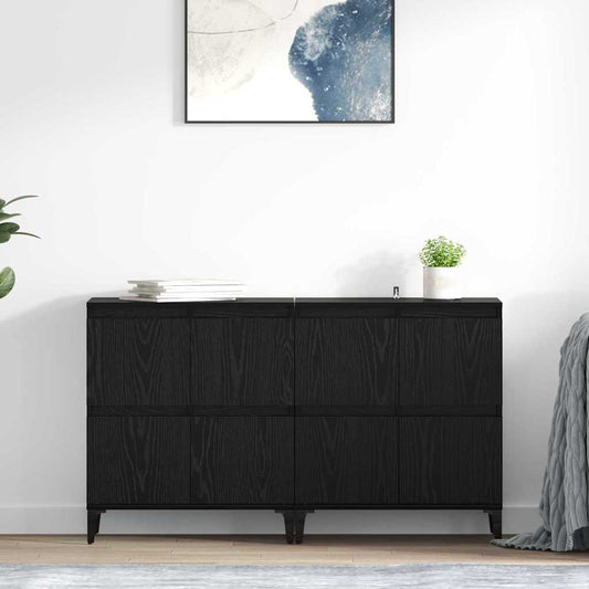 Dressoirs 2 pcs Zwart Eiken 60 x 35 x 70 cm Bewerkt hout is nu te koop bij PeponiXL, paradijselijk wonen!