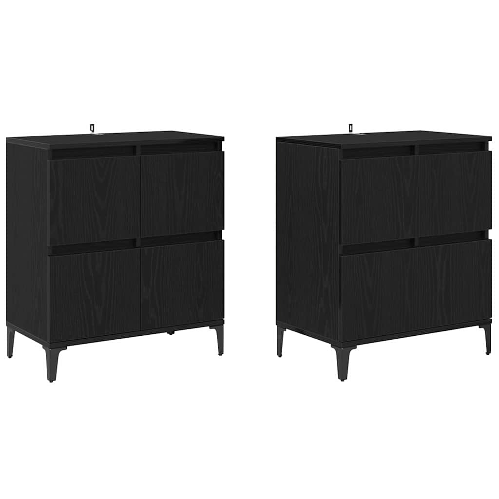 Dressoirs 2 pcs Zwart Eiken 60 x 35 x 70 cm Bewerkt hout is nu te koop bij PeponiXL, paradijselijk wonen!