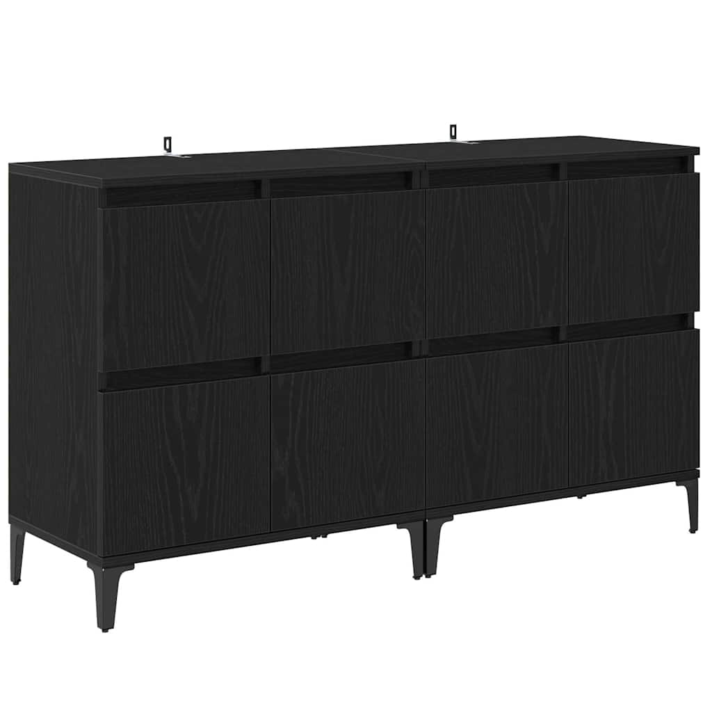 Dressoirs 2 pcs Zwart Eiken 60 x 35 x 70 cm Bewerkt hout is nu te koop bij PeponiXL, paradijselijk wonen!