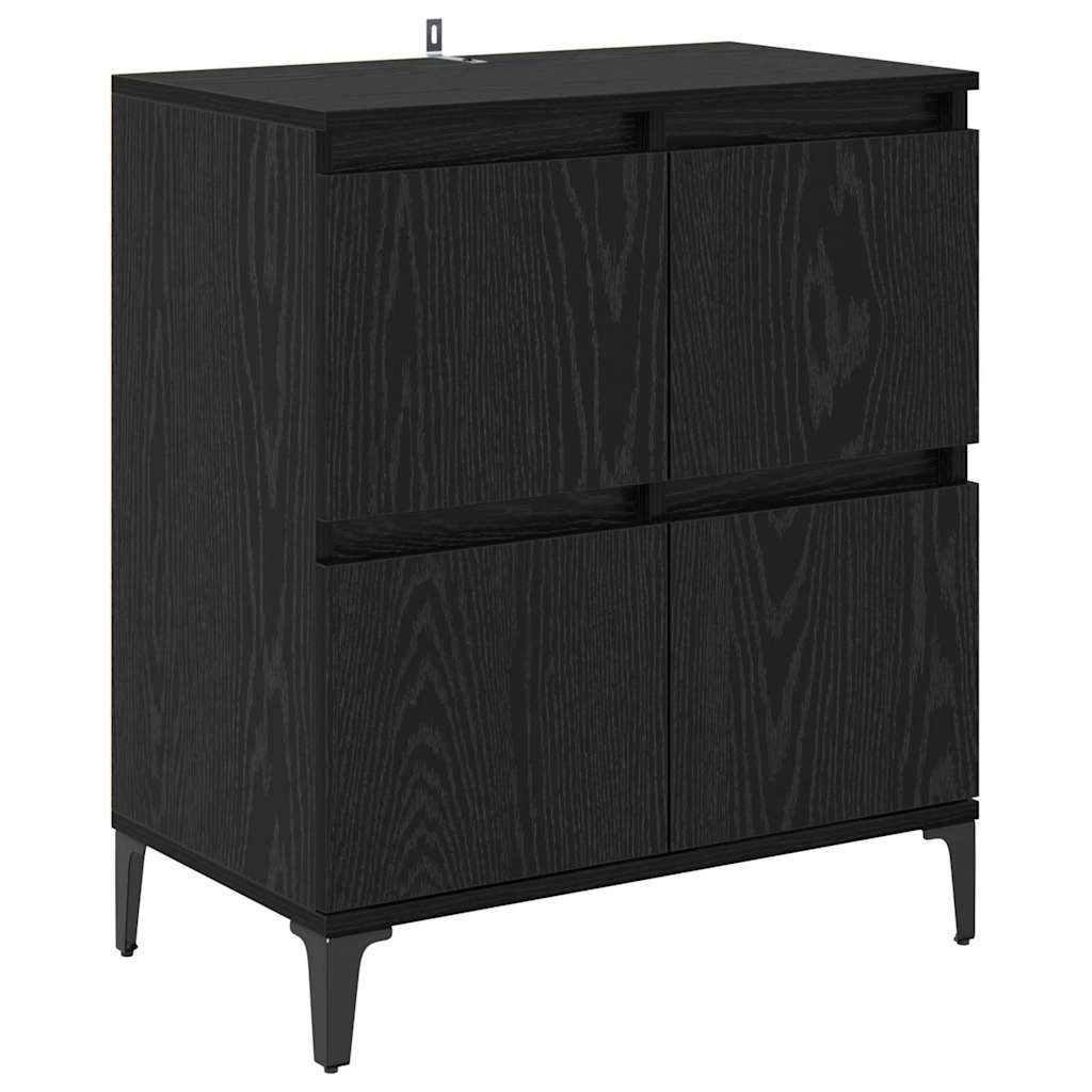 Dressoirs 2 pcs Zwart Eiken 60 x 35 x 70 cm Bewerkt hout is nu te koop bij PeponiXL, paradijselijk wonen!