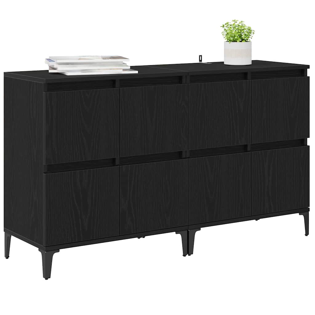 Dressoirs 2 pcs Zwart Eiken 60 x 35 x 70 cm Bewerkt hout is nu te koop bij PeponiXL, paradijselijk wonen!