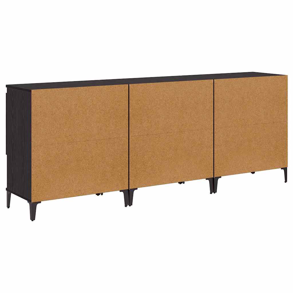 Dressoirs 3 pcs Zwart Eiken 60 x 35 x 70 cm Bewerkt hout is nu te koop bij PeponiXL, paradijselijk wonen!