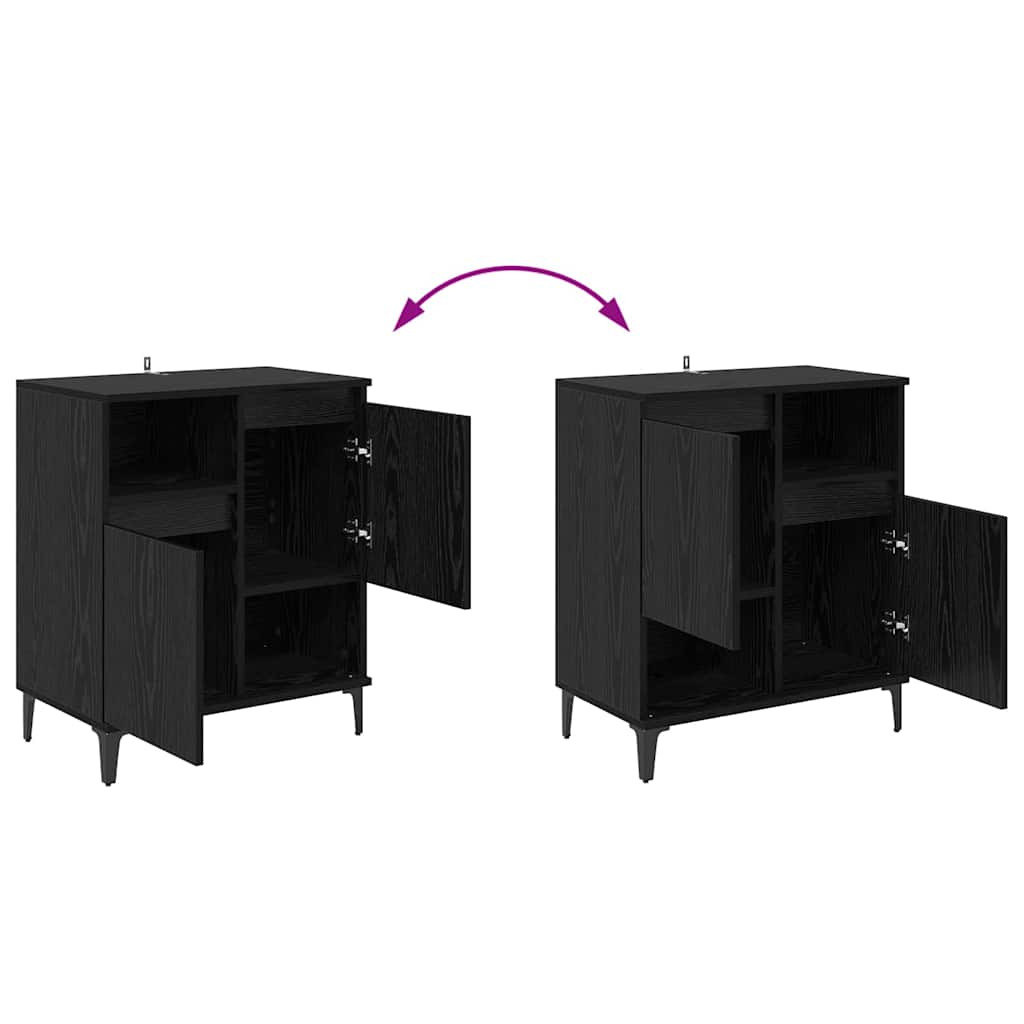 Dressoirs 3 pcs Zwart Eiken 60 x 35 x 70 cm Bewerkt hout is nu te koop bij PeponiXL, paradijselijk wonen!