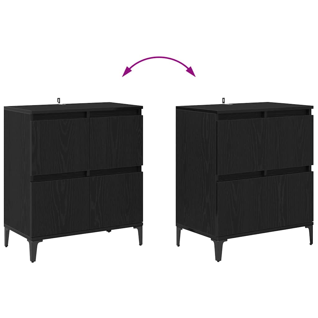 Dressoirs 3 pcs Zwart Eiken 60 x 35 x 70 cm Bewerkt hout is nu te koop bij PeponiXL, paradijselijk wonen!