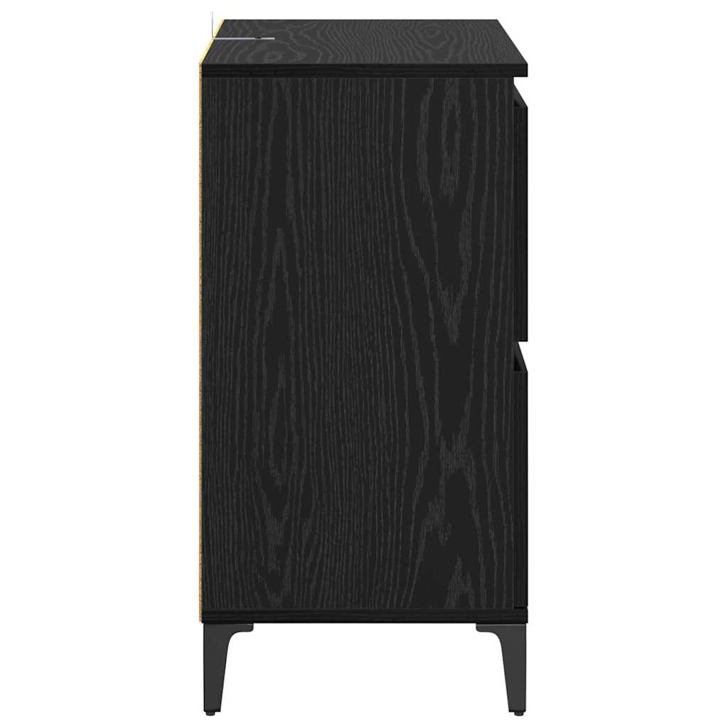 Dressoirs 3 pcs Zwart Eiken 60 x 35 x 70 cm Bewerkt hout is nu te koop bij PeponiXL, paradijselijk wonen!