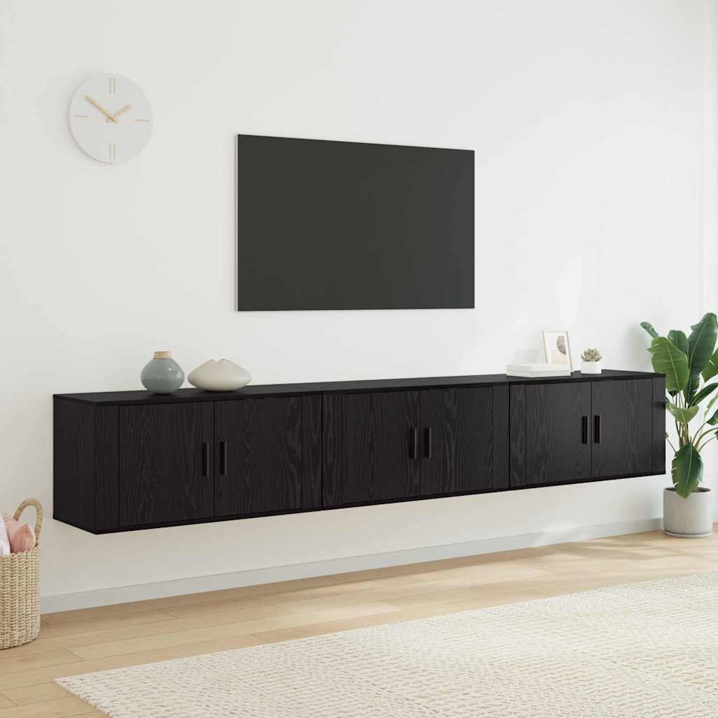 Wandtv-kast Set 3 pcs Zwart Eiken 80 x 34,5 x 40 cm is nu te koop bij PeponiXL, paradijselijk wonen!
