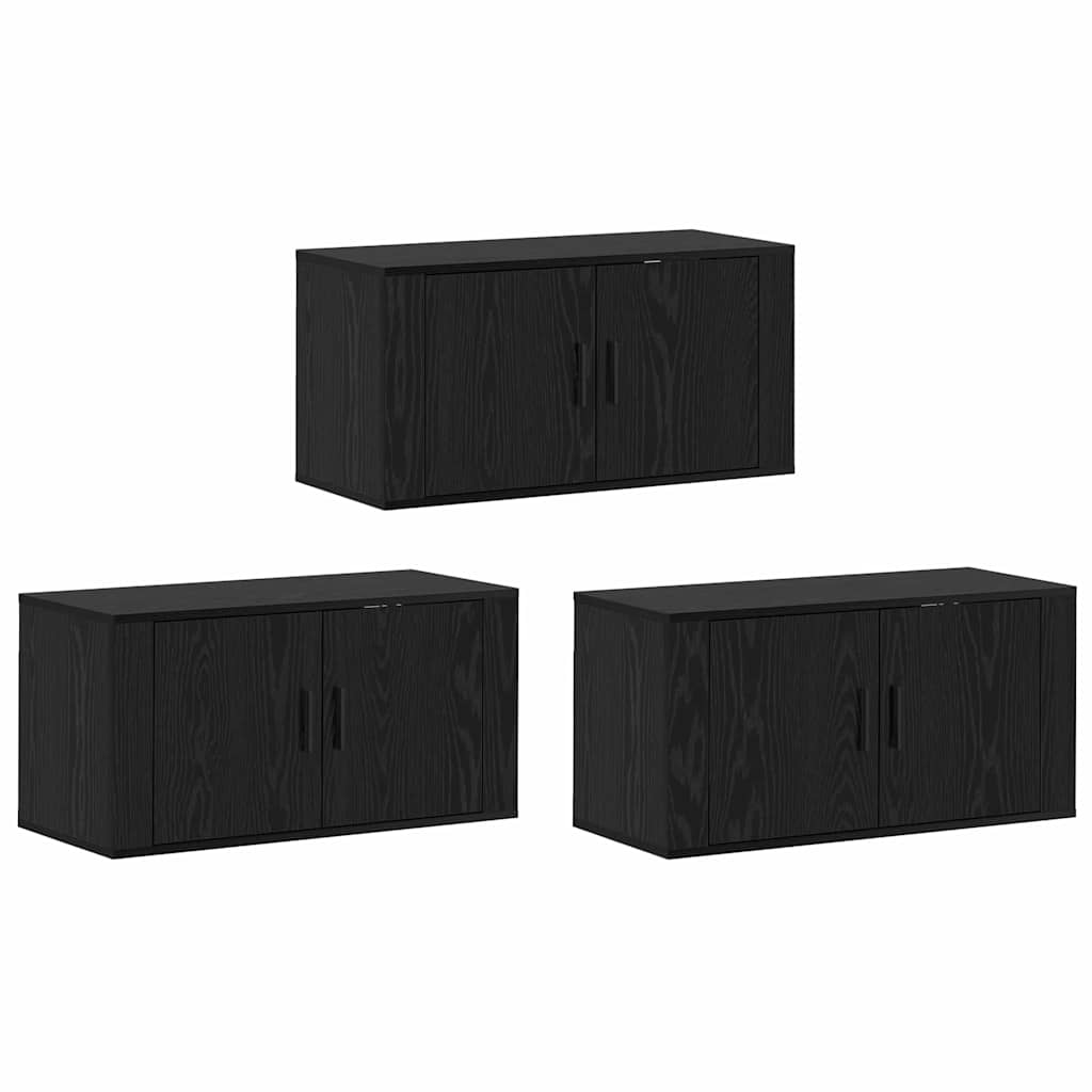 Wandtv-kast Set 3 pcs Zwart Eiken 80 x 34,5 x 40 cm is nu te koop bij PeponiXL, paradijselijk wonen!