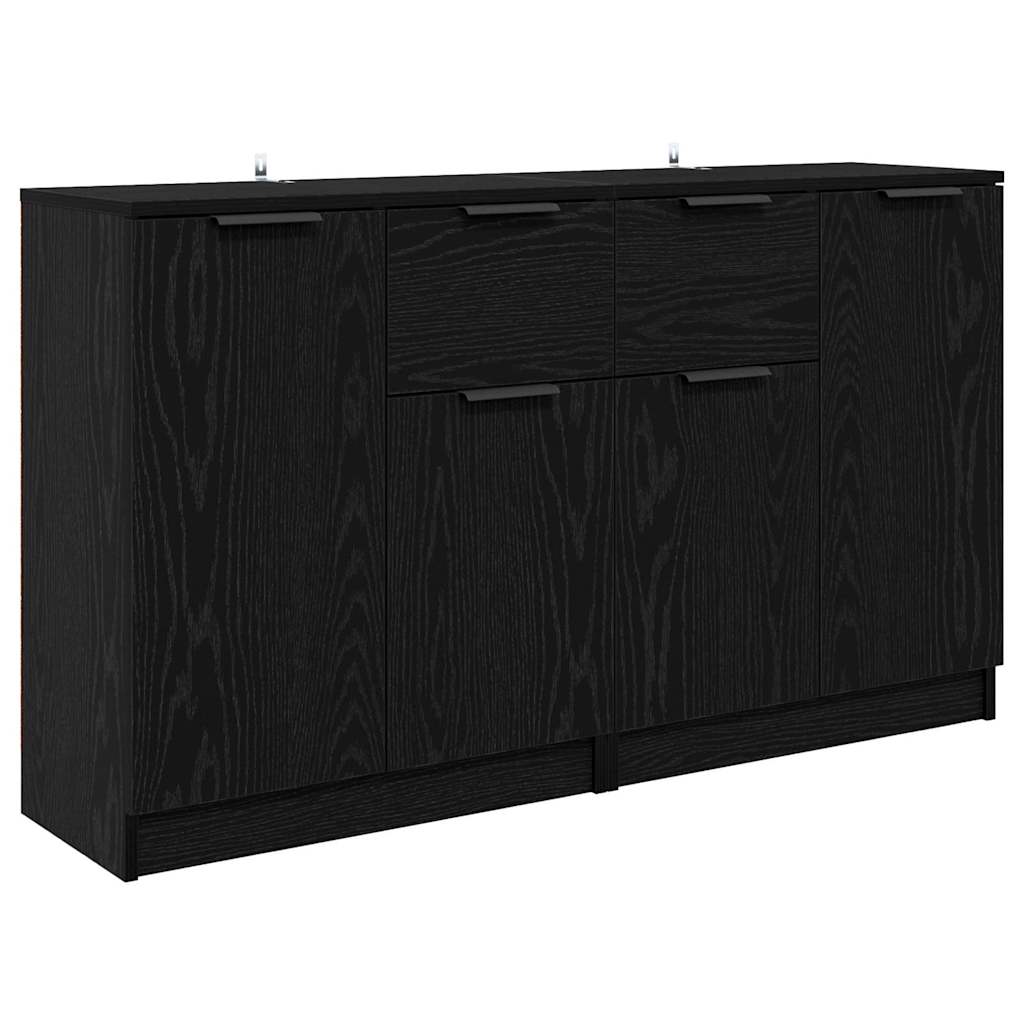 Dressoirs 2 pcs Zwart Eiken 60 x 30 x 70 cm Bewerkt hout is nu te koop bij PeponiXL, paradijselijk wonen!