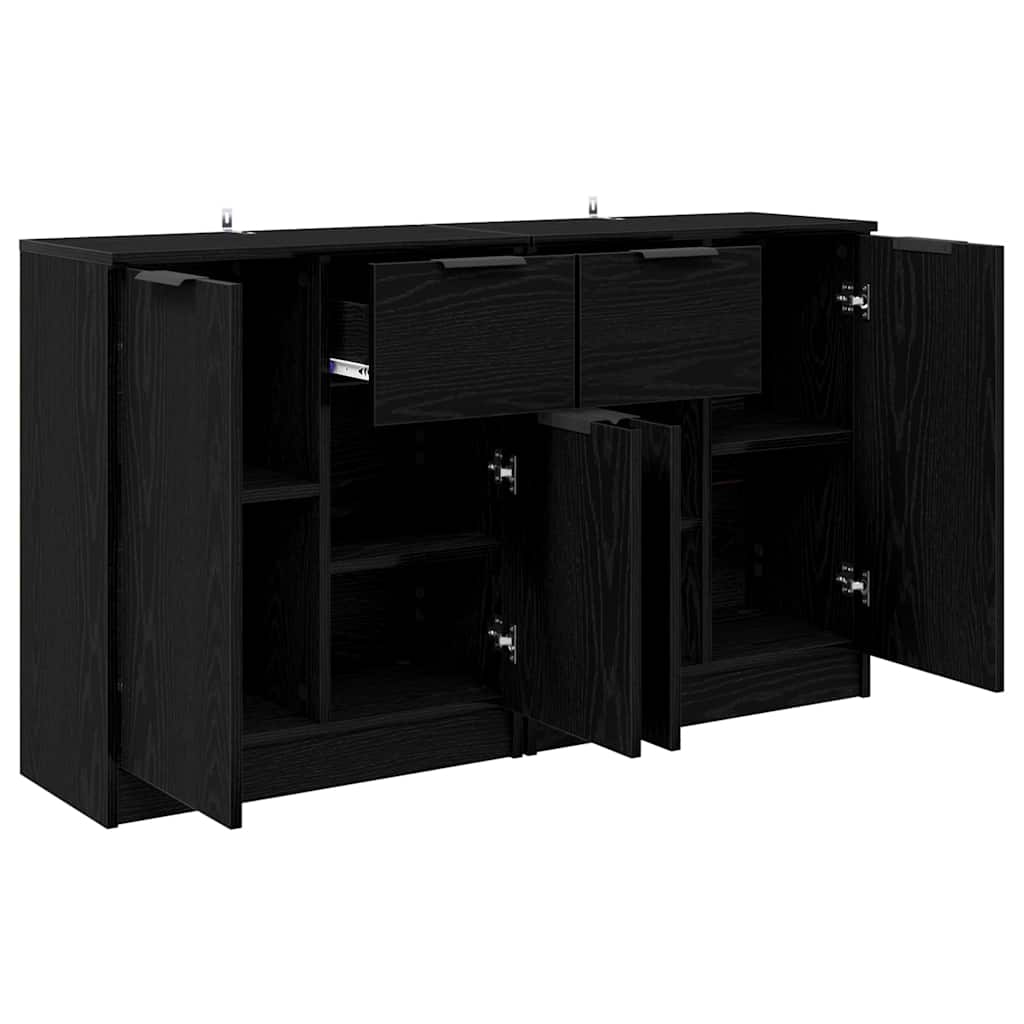 Dressoirs 2 pcs Zwart Eiken 60 x 30 x 70 cm Bewerkt hout is nu te koop bij PeponiXL, paradijselijk wonen!