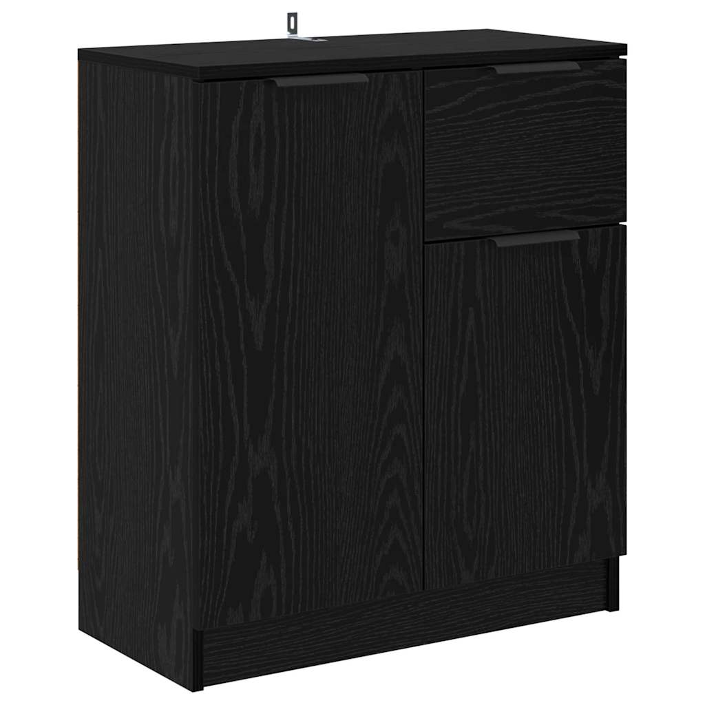 Dressoirs 2 pcs Zwart Eiken 60 x 30 x 70 cm Bewerkt hout is nu te koop bij PeponiXL, paradijselijk wonen!