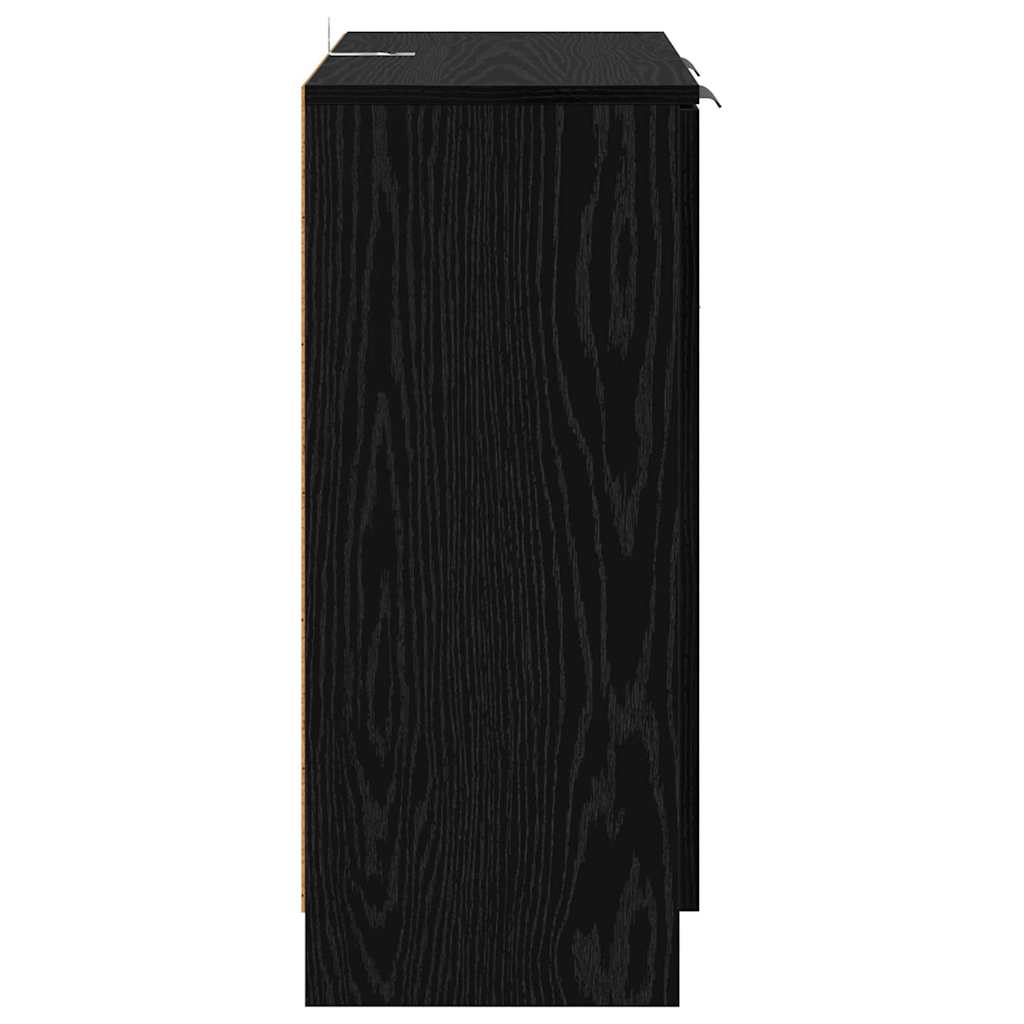 Dressoirs 2 pcs Zwart Eiken 60 x 30 x 70 cm Bewerkt hout is nu te koop bij PeponiXL, paradijselijk wonen!