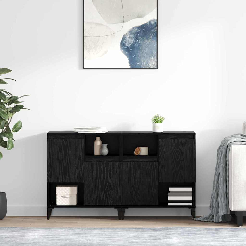 Dressoirs 2 pcs Zwart Eiken 60 x 35 x 70 cm Bewerkt hout is nu te koop bij PeponiXL, paradijselijk wonen!