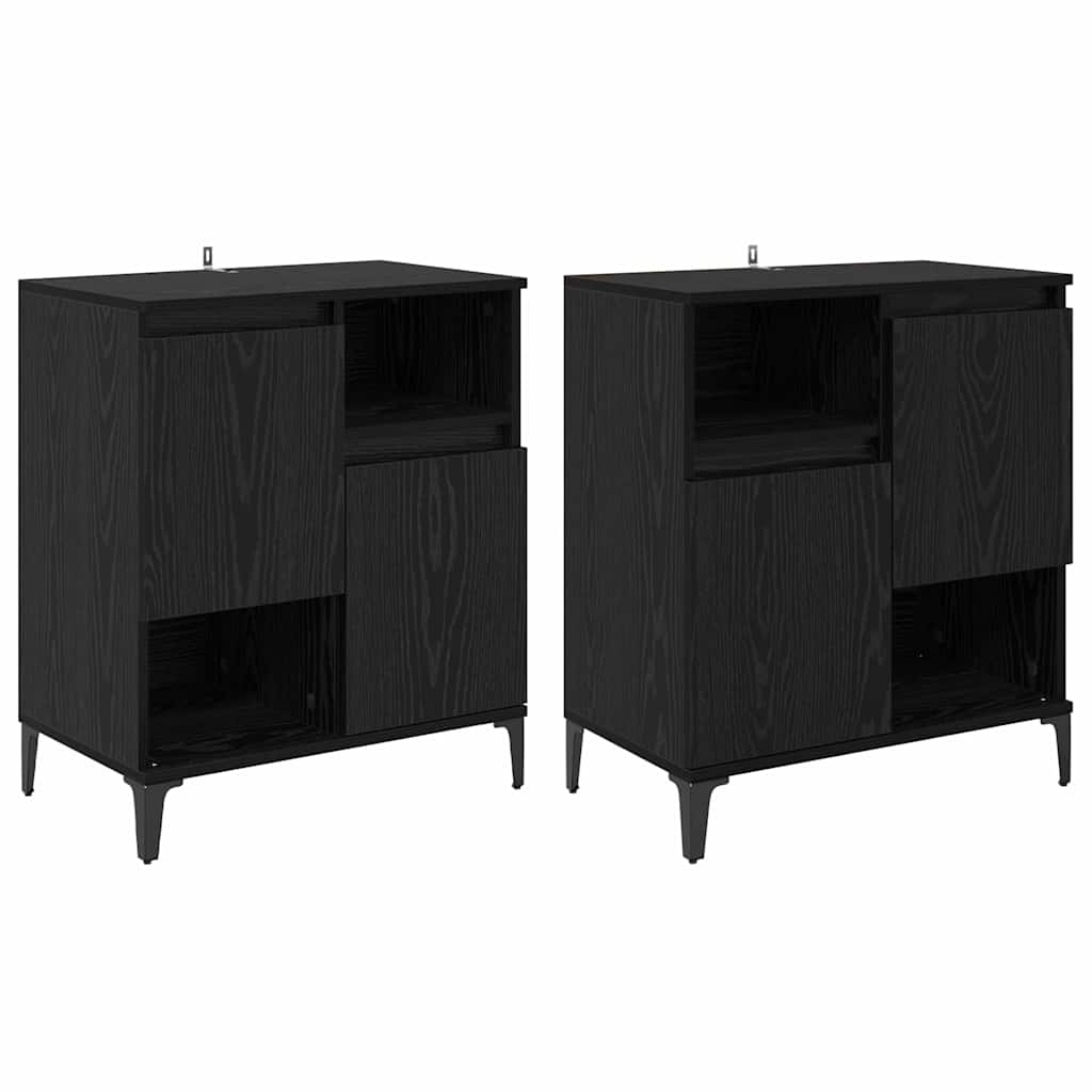 Dressoirs 2 pcs Zwart Eiken 60 x 35 x 70 cm Bewerkt hout is nu te koop bij PeponiXL, paradijselijk wonen!