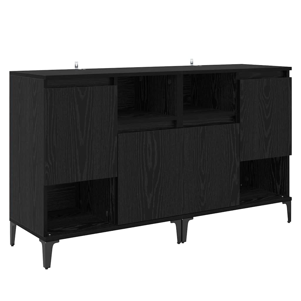 Dressoirs 2 pcs Zwart Eiken 60 x 35 x 70 cm Bewerkt hout is nu te koop bij PeponiXL, paradijselijk wonen!