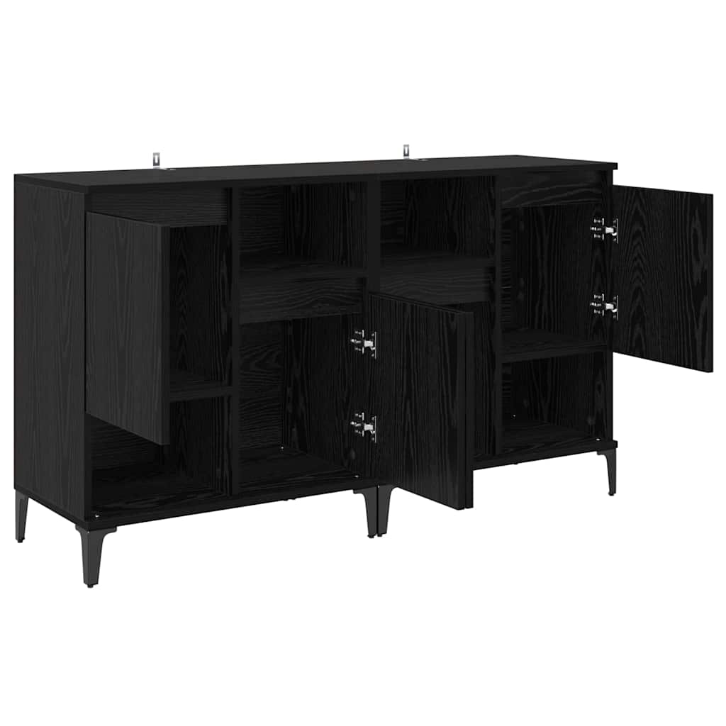 Dressoirs 2 pcs Zwart Eiken 60 x 35 x 70 cm Bewerkt hout is nu te koop bij PeponiXL, paradijselijk wonen!