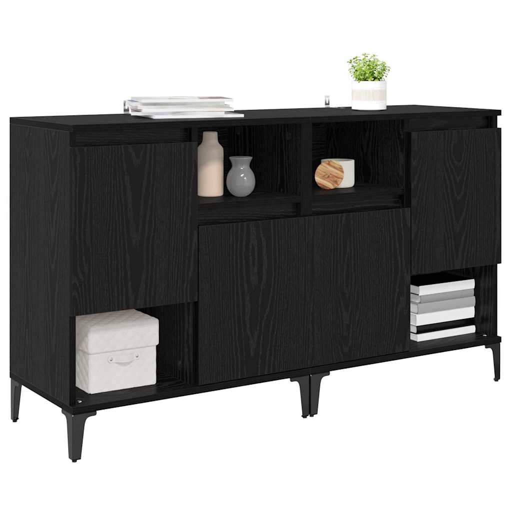 Dressoirs 2 pcs Zwart Eiken 60 x 35 x 70 cm Bewerkt hout is nu te koop bij PeponiXL, paradijselijk wonen!