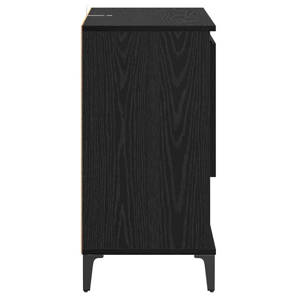 Dressoirs 2 pcs Zwart Eiken 60 x 35 x 70 cm Bewerkt hout is nu te koop bij PeponiXL, paradijselijk wonen!