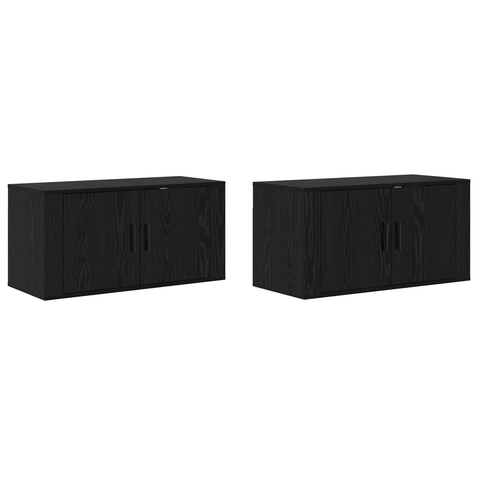 Wandtv-kast Set 2 pcs Zwart Eiken 80 x 34,5 x 40 cm is nu te koop bij PeponiXL, paradijselijk wonen!