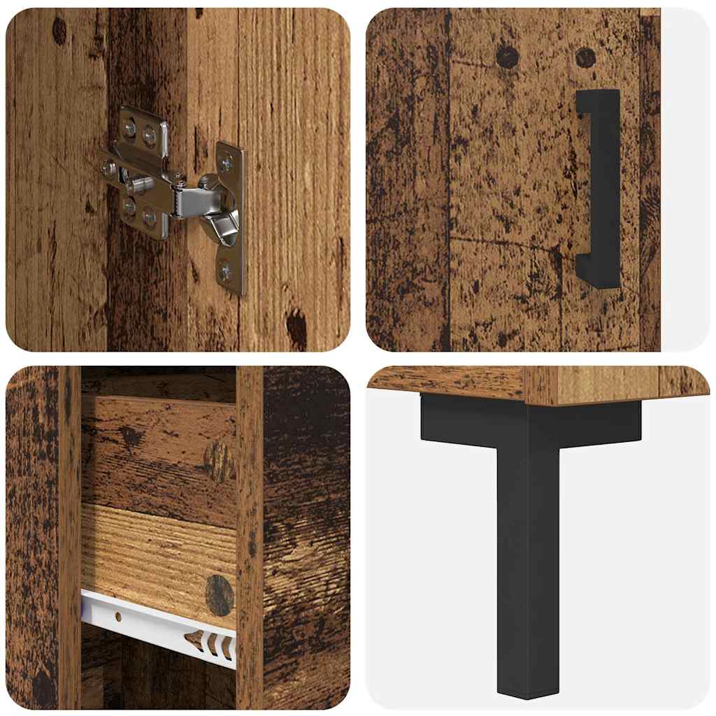 Highboard met lade Oud Hout 34,5 x 34 x 180 cm Bewerkt hout is nu te koop bij PeponiXL, paradijselijk wonen!