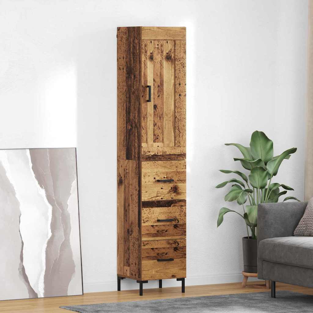 Highboard met lade Oud Hout 34,5 x 34 x 180 cm Bewerkt hout is nu te koop bij PeponiXL, paradijselijk wonen!