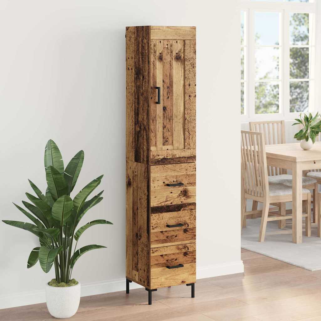 Highboard met lade Oud Hout 34,5 x 34 x 180 cm Bewerkt hout is nu te koop bij PeponiXL, paradijselijk wonen!