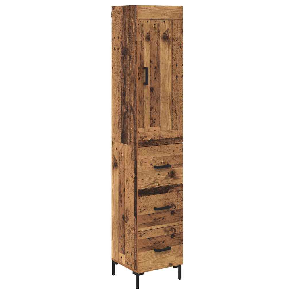 Highboard met lade Oud Hout 34,5 x 34 x 180 cm Bewerkt hout is nu te koop bij PeponiXL, paradijselijk wonen!