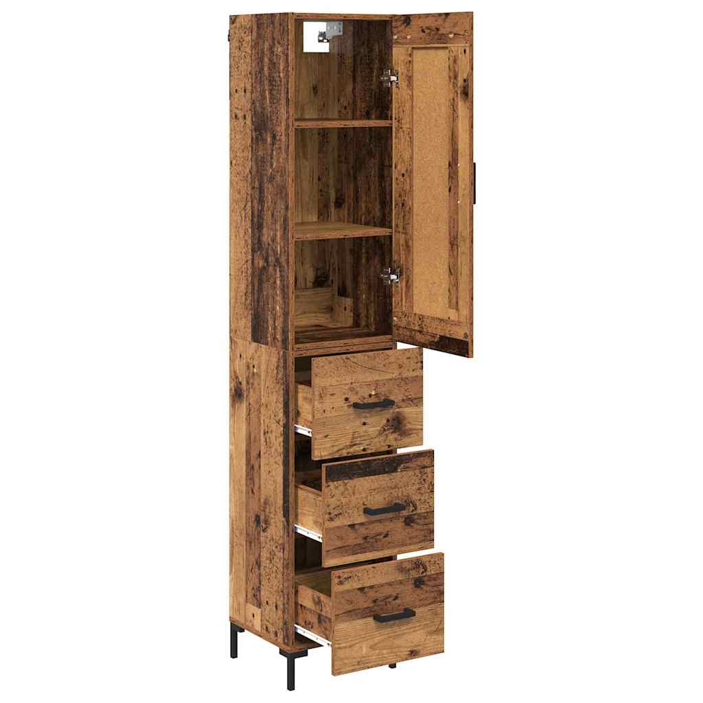 Highboard met lade Oud Hout 34,5 x 34 x 180 cm Bewerkt hout is nu te koop bij PeponiXL, paradijselijk wonen!