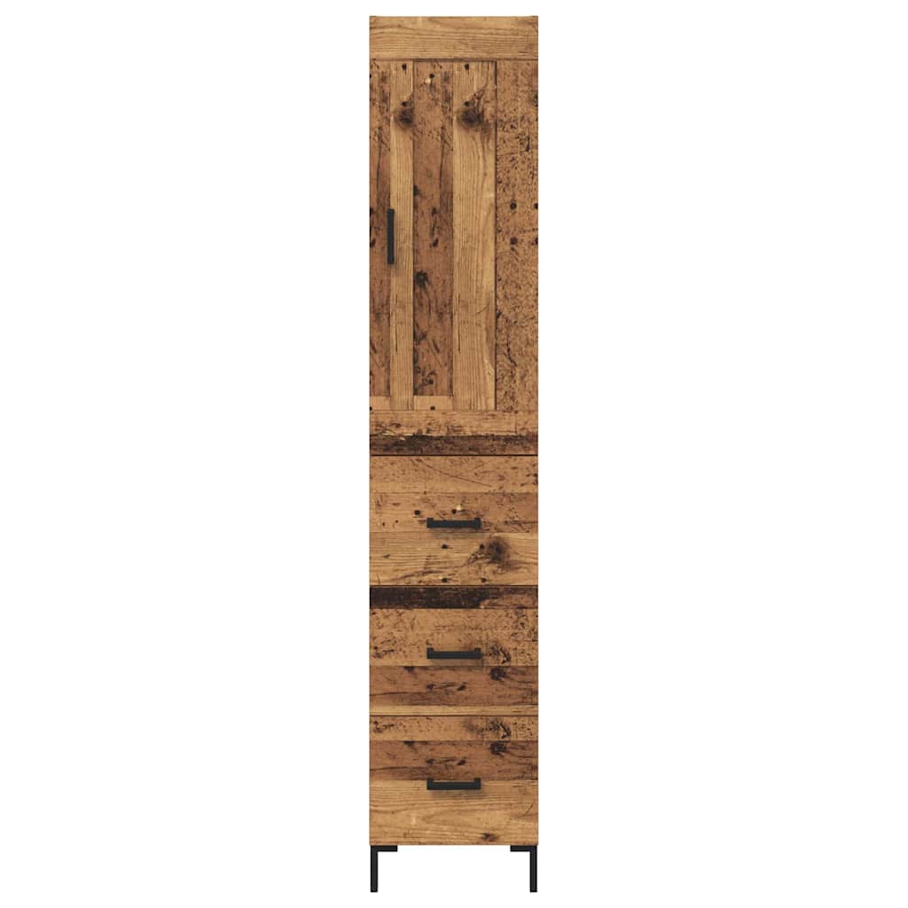 Highboard met lade Oud Hout 34,5 x 34 x 180 cm Bewerkt hout is nu te koop bij PeponiXL, paradijselijk wonen!