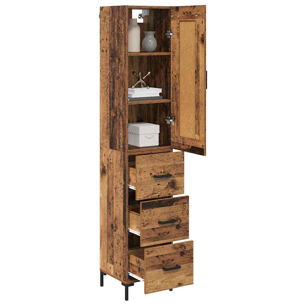 Highboard met lade Oud Hout 34,5 x 34 x 180 cm Bewerkt hout is nu te koop bij PeponiXL, paradijselijk wonen!
