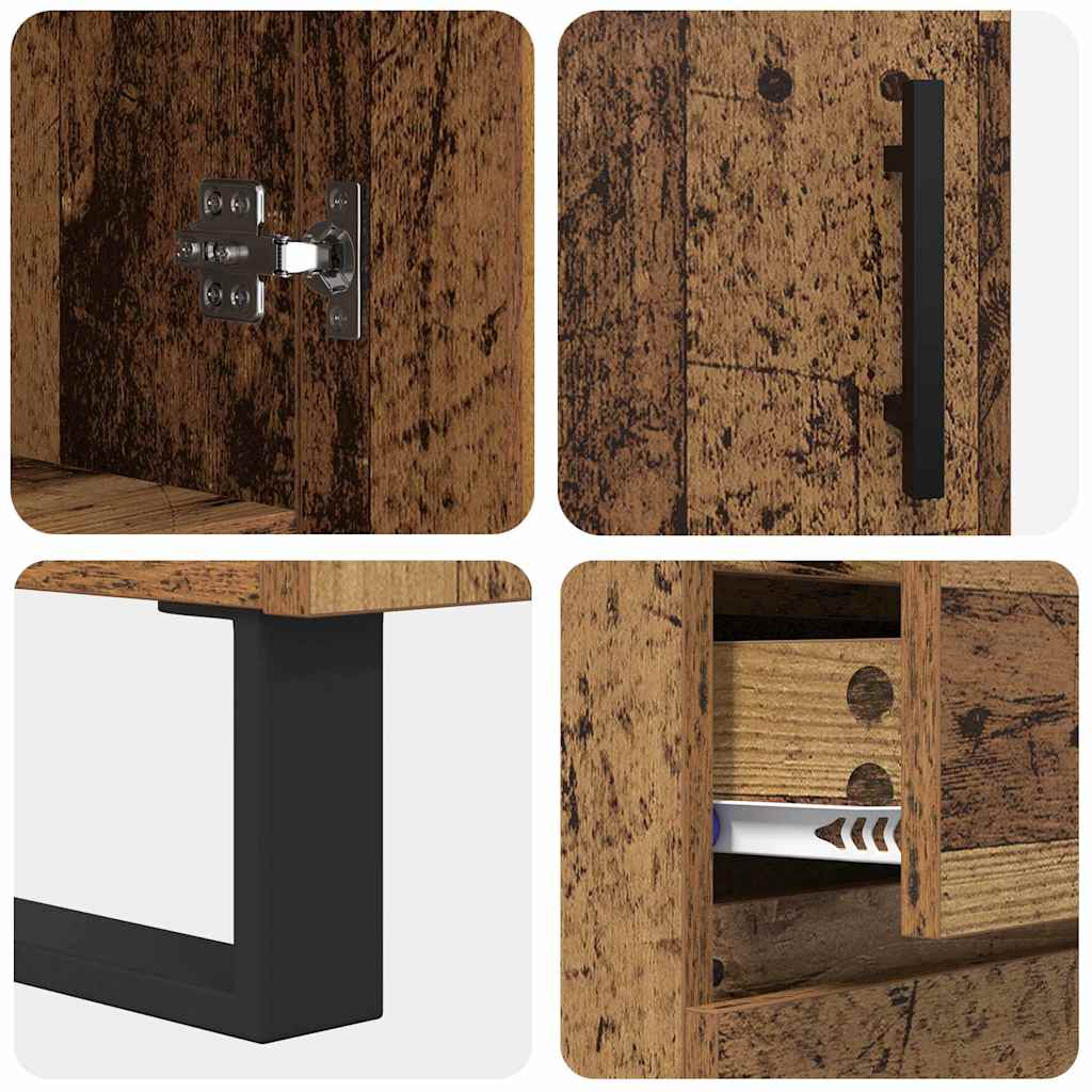 Hoge kast met lade Oudhout 69,5 x 34 x 180 cm Bewerkt hout is nu te koop bij PeponiXL, paradijselijk wonen!