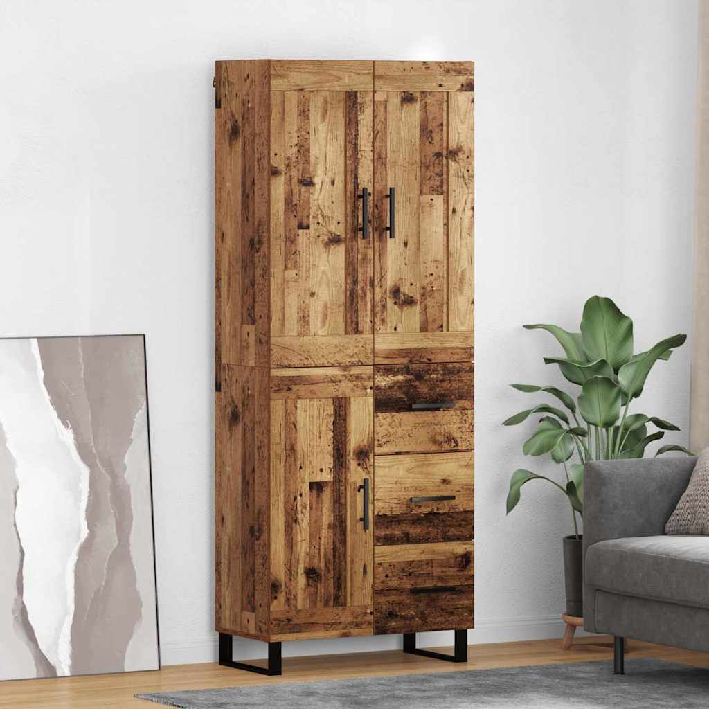 Hoge kast met lade Oudhout 69,5 x 34 x 180 cm Bewerkt hout is nu te koop bij PeponiXL, paradijselijk wonen!