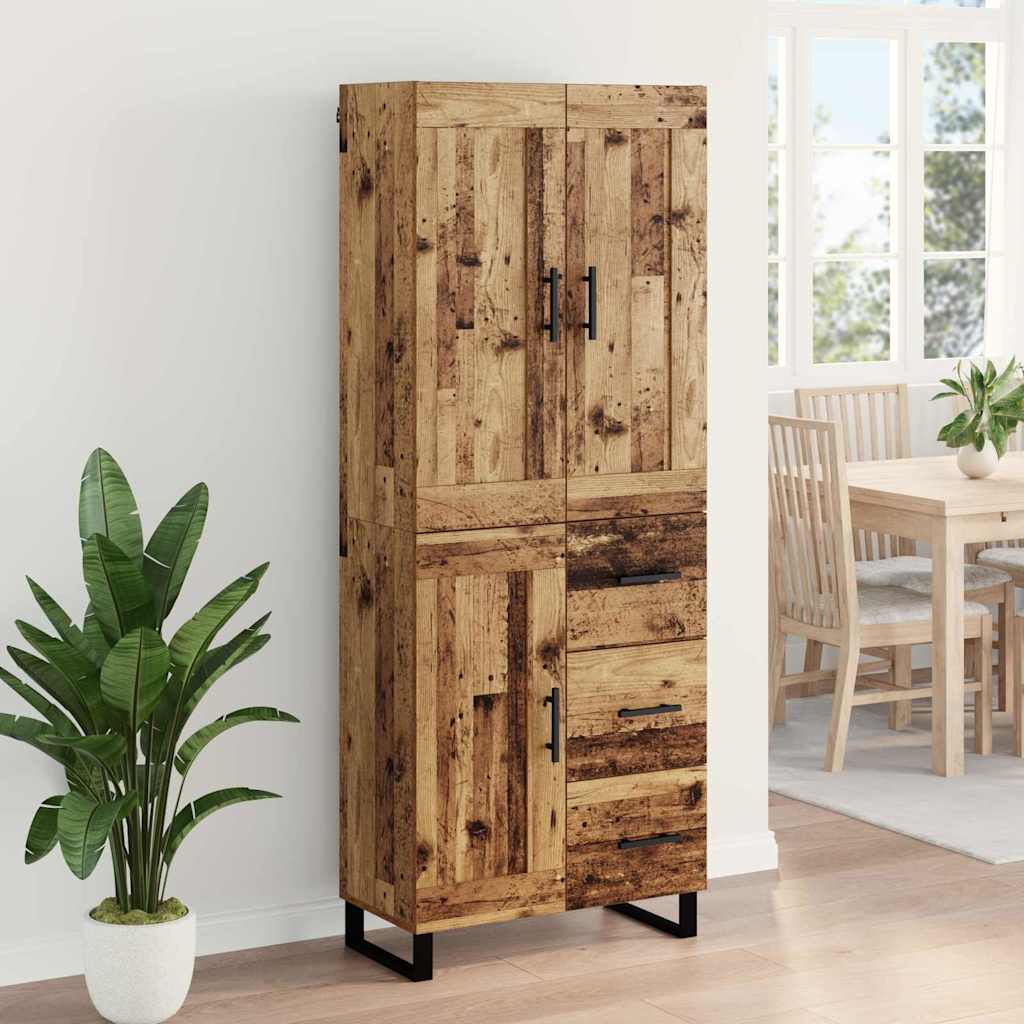 Hoge kast met lade Oudhout 69,5 x 34 x 180 cm Bewerkt hout is nu te koop bij PeponiXL, paradijselijk wonen!