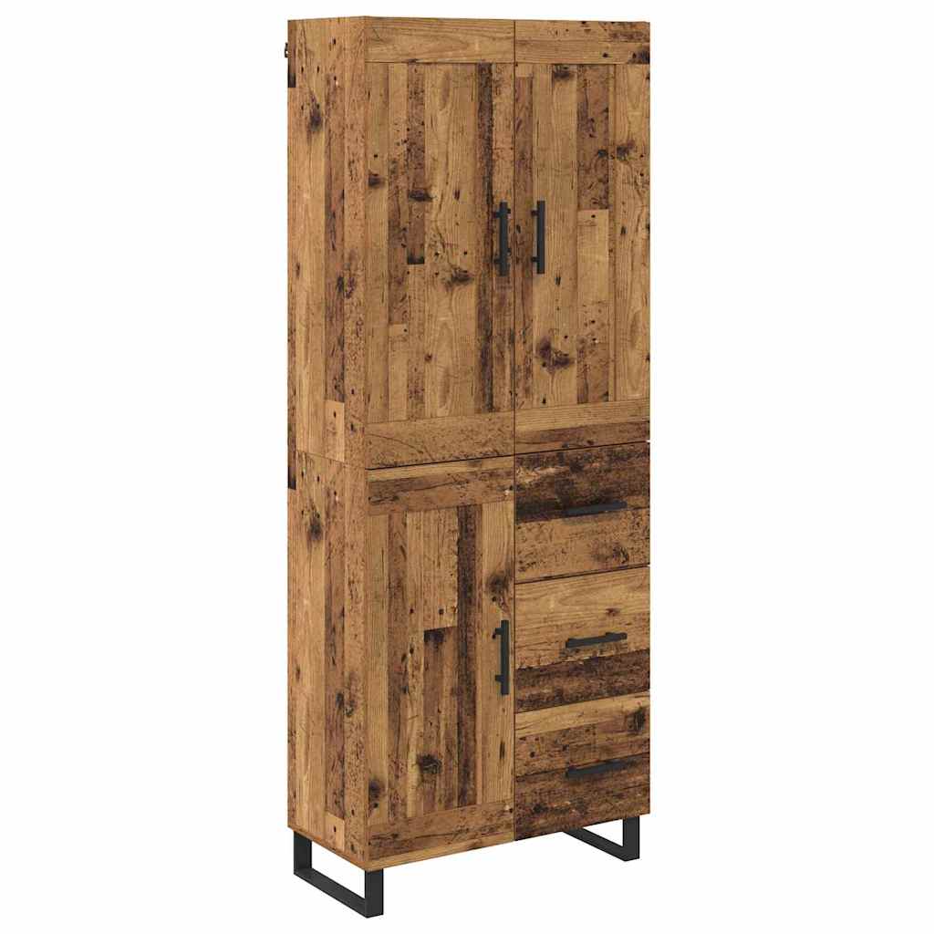 Hoge kast met lade Oudhout 69,5 x 34 x 180 cm Bewerkt hout is nu te koop bij PeponiXL, paradijselijk wonen!