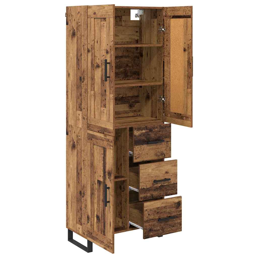 Hoge kast met lade Oudhout 69,5 x 34 x 180 cm Bewerkt hout is nu te koop bij PeponiXL, paradijselijk wonen!