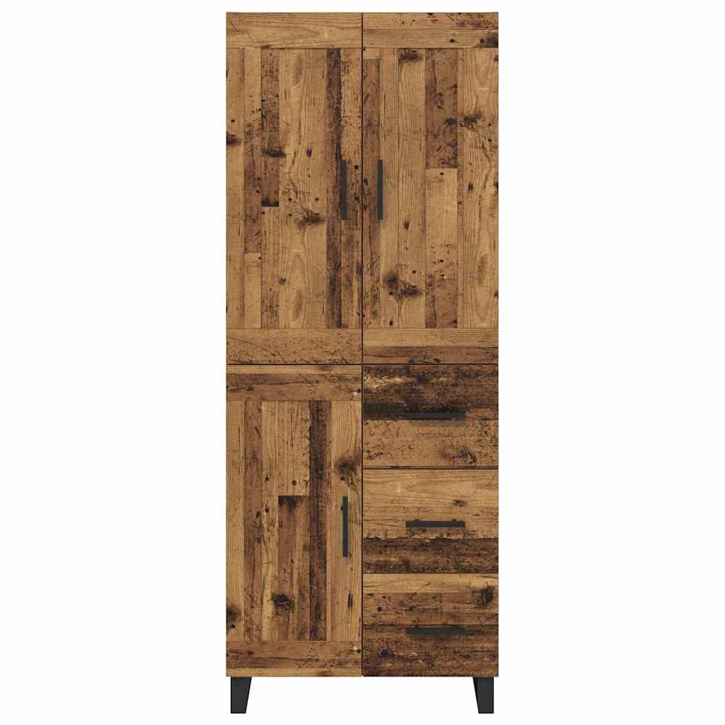 Hoge kast met lade Oudhout 69,5 x 34 x 180 cm Bewerkt hout is nu te koop bij PeponiXL, paradijselijk wonen!