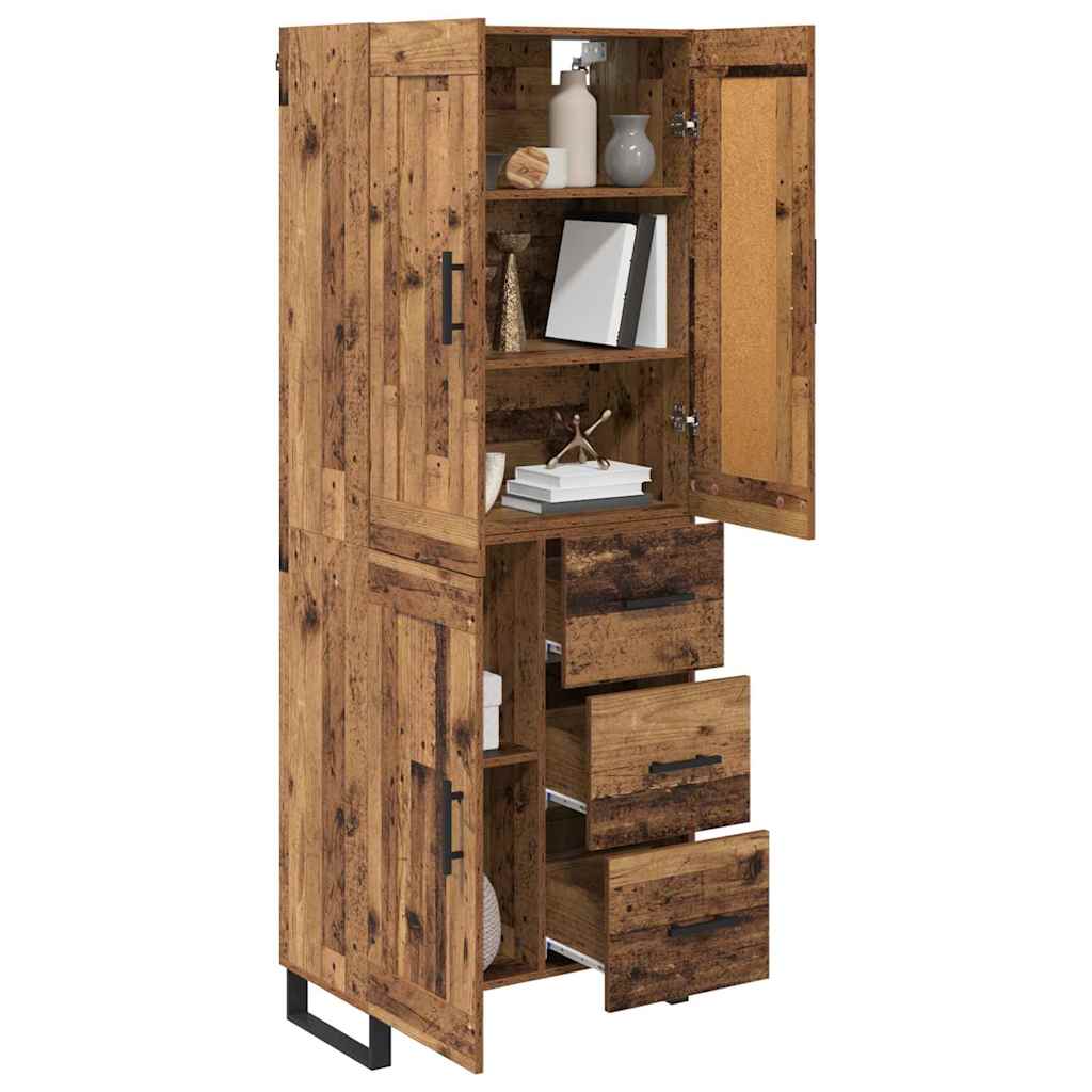 Hoge kast met lade Oudhout 69,5 x 34 x 180 cm Bewerkt hout is nu te koop bij PeponiXL, paradijselijk wonen!