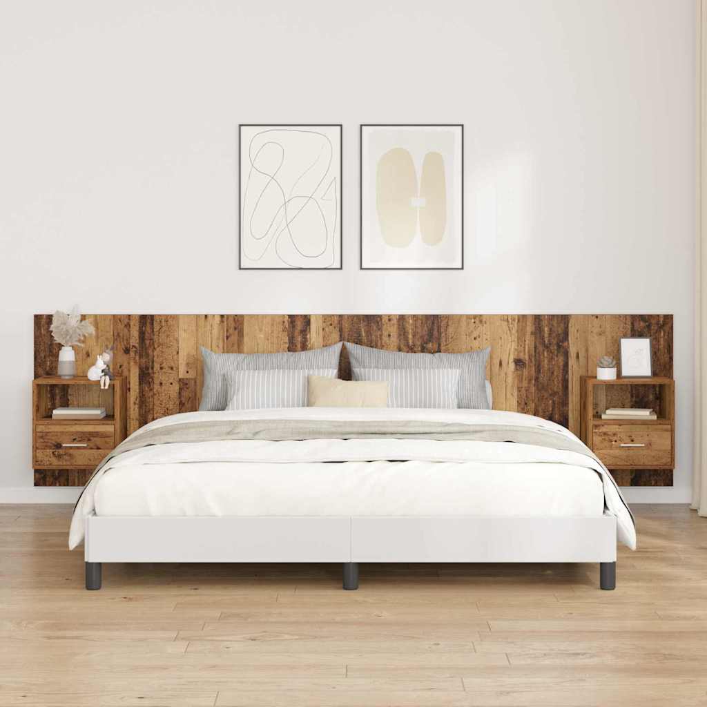 Hoofdbord Met Kast met lade 3 pcs Oud Hout Bewerkt hout is nu te koop bij PeponiXL, paradijselijk wonen!