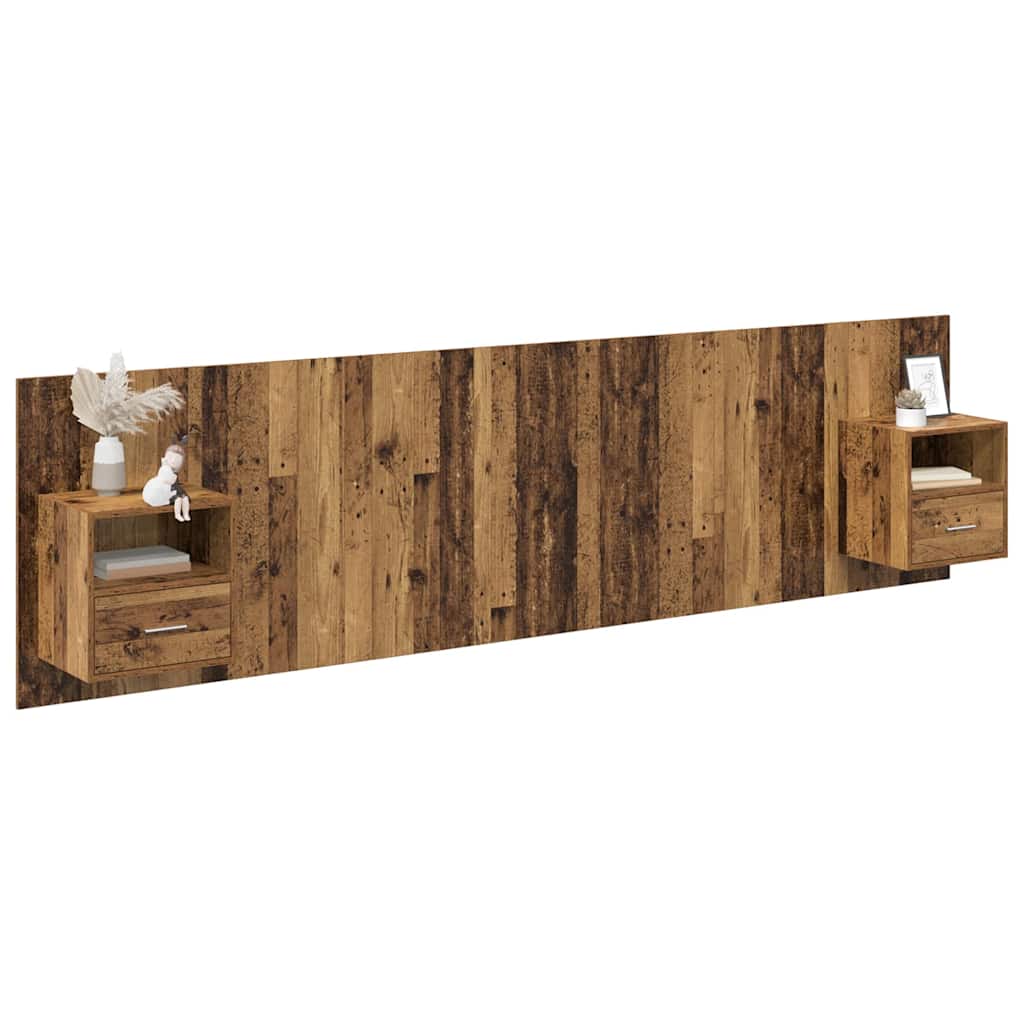 Hoofdbord Met Kast met lade 3 pcs Oud Hout Bewerkt hout is nu te koop bij PeponiXL, paradijselijk wonen!