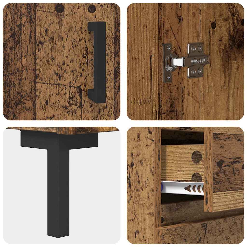 Hoge kast met lade Oudhout 69,5 x 34 x 180 cm Bewerkt hout is nu te koop bij PeponiXL, paradijselijk wonen!