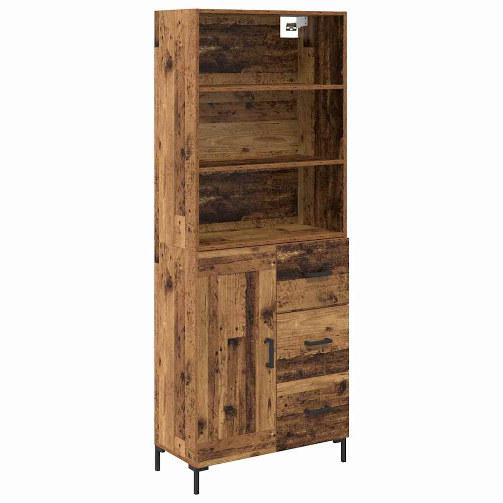 Hoge kast met lade Oudhout 69,5 x 34 x 180 cm Bewerkt hout is nu te koop bij PeponiXL, paradijselijk wonen!