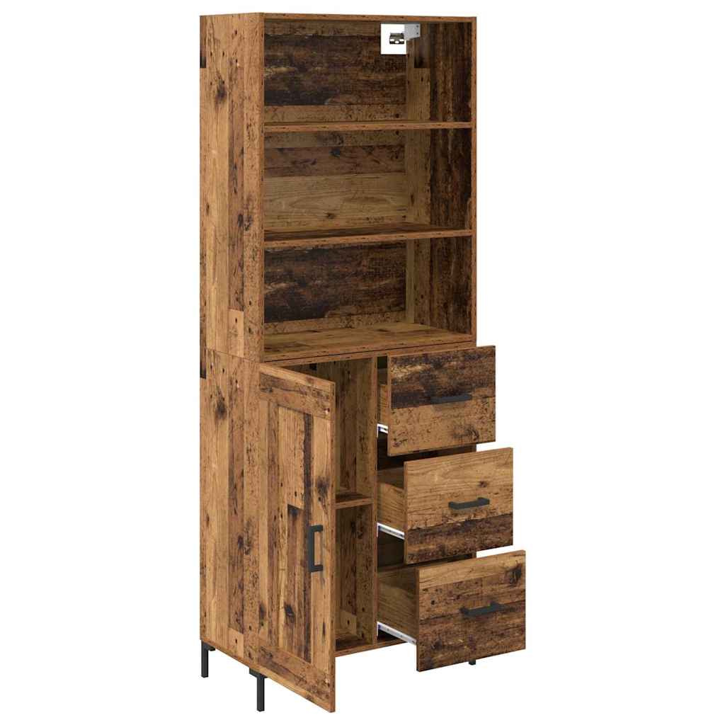 Hoge kast met lade Oudhout 69,5 x 34 x 180 cm Bewerkt hout is nu te koop bij PeponiXL, paradijselijk wonen!