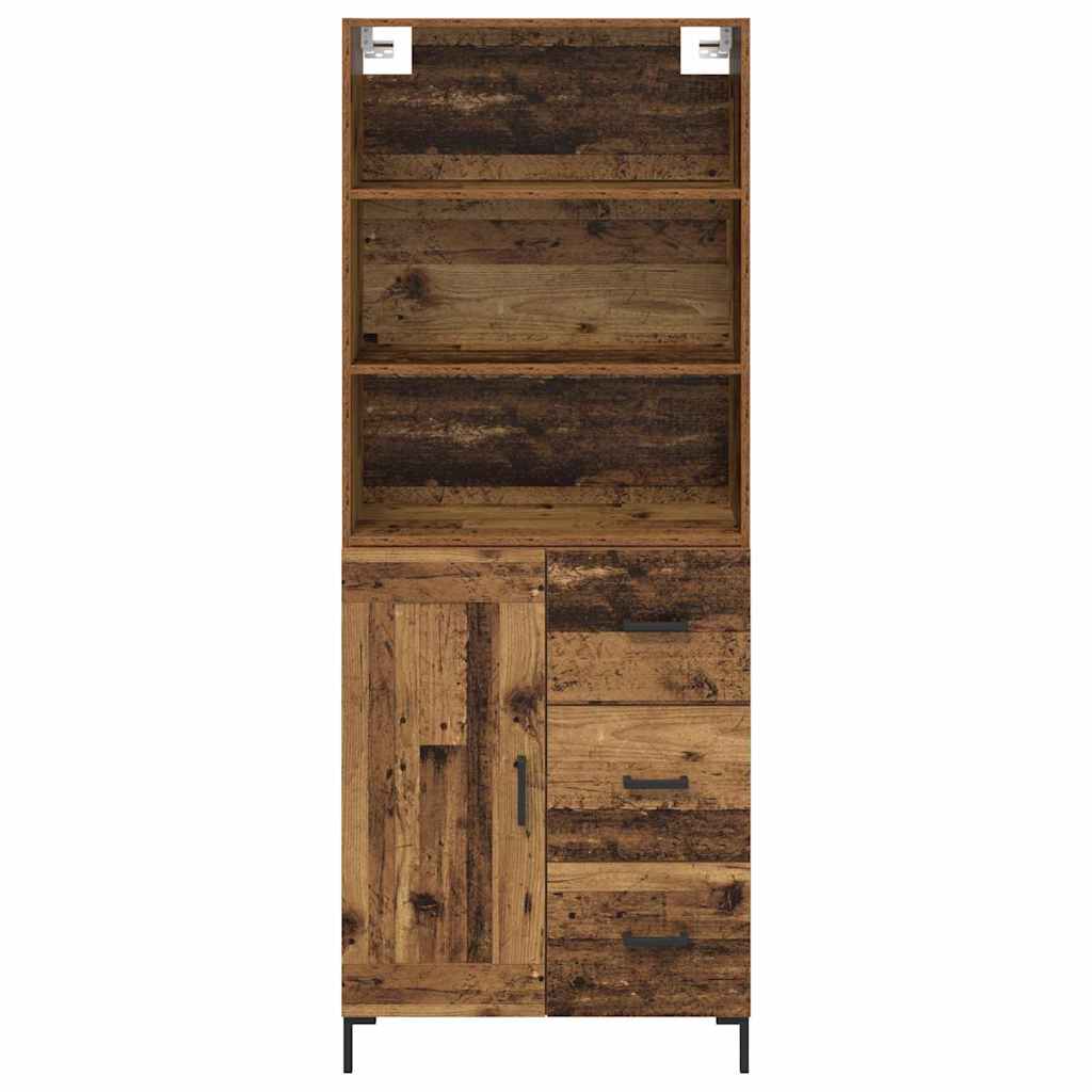 Hoge kast met lade Oudhout 69,5 x 34 x 180 cm Bewerkt hout is nu te koop bij PeponiXL, paradijselijk wonen!