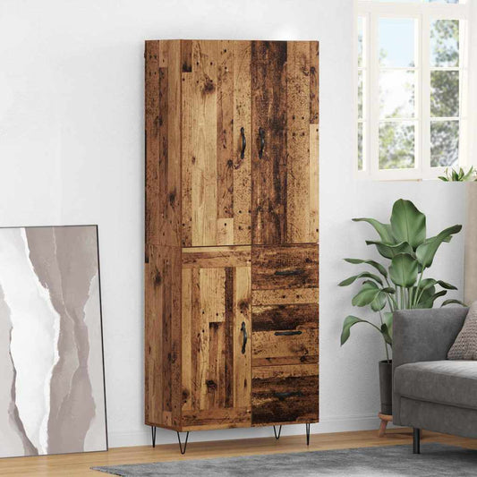 Hoge kast met lade 2 pcs Oudhout Bewerkt hout is nu te koop bij PeponiXL, paradijselijk wonen!